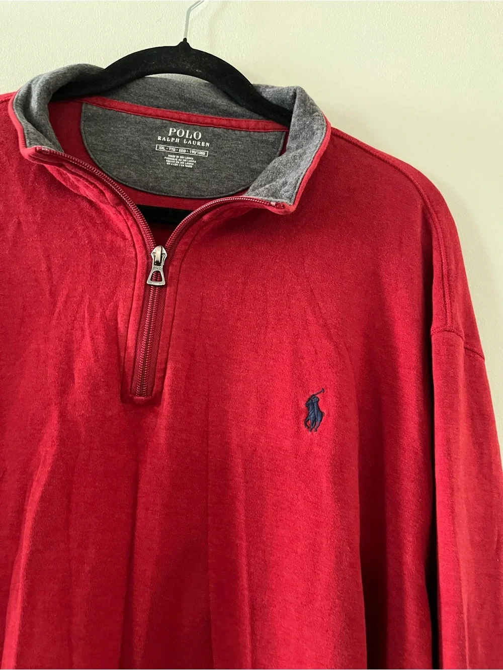 Polo Ralph Lauren Men's Red Quarter Zip Pullover XXL Little Pony Sweater Preppy